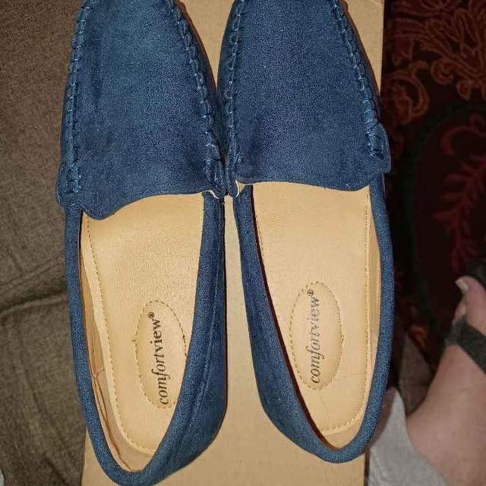 Comfortview Blue Moccasins with Suede Finish